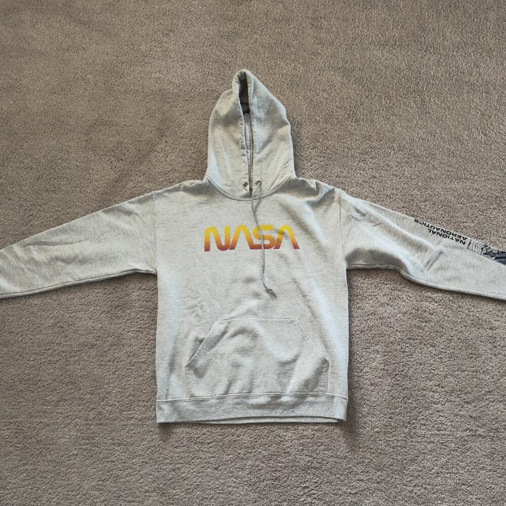Mens Grey Nasa Hoodie Size Medium